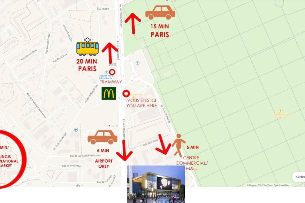 תיה Appartement Paisible Et Bien Situe - Proche Aeroport D'Orly Et Tramway Pour Paris מראה חיצוני תמונה